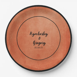 Chic Elegant Burnt Orange Black Name Pappteller
