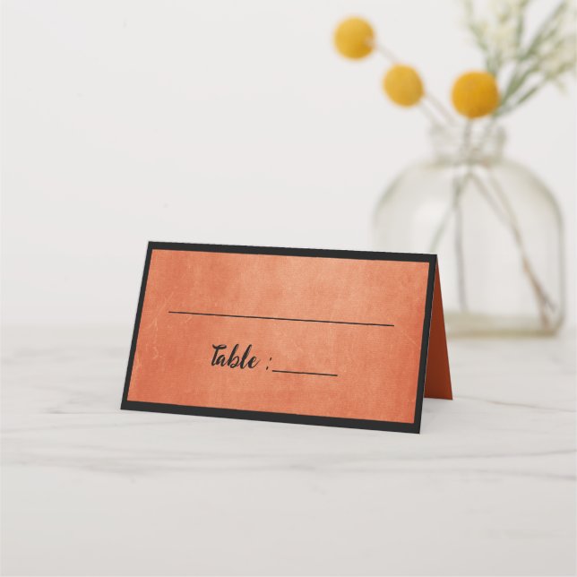 Chic Elegant Burnt Orange Black Name Platzkarte (Vorderseite)