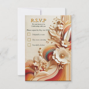 Chic, Elegant Creams & Leder Blume-Look RSVP Karte