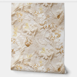 Chic, Elegant Creams & Leder Blume-Look Tapete