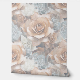 Chic, Elegant Creams & Leder Blume-Look Tapete