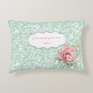 Chic Elegant Damask, Rose, Motivierend Nachricht Zierkissen