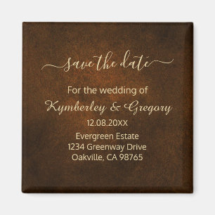 Chic Elegant Dark Brown Gold Akzent Save the Date Magnet