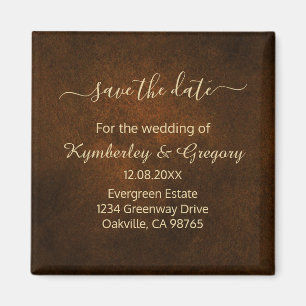Chic Elegant Dunkelbraun Gold Akzent Save-the-Date Magnet