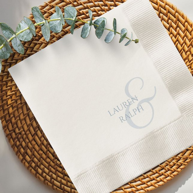 Chic & Elegant Dusty Blue Script Wedding Serviette (Von Creator hochgeladen)