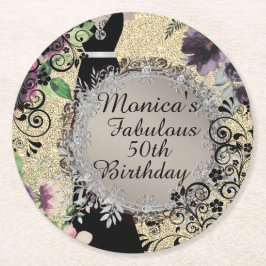 Chic Elegant Fabulous 50. Geburtstag Runder Pappuntersetzer