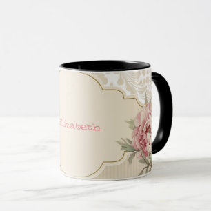 Chic Elegant Floral Damask Rose Tasse