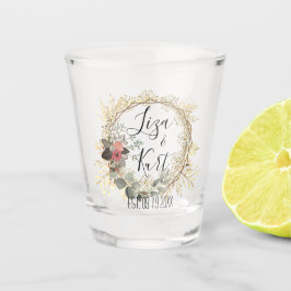 Chic Elegant Floral Wreath Wedding Schnapsglas