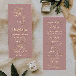 Chic Elegant Gold Blume Typografy Wedding Programm