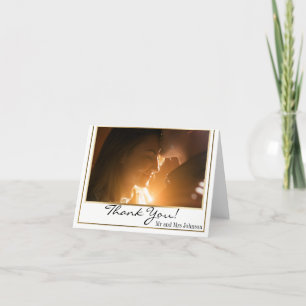 Chic Elegant Gold Border Foto Vielen Dank Dankeskarte