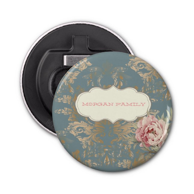 Chic Elegant Gold Damask Rose Flaschenöffner (Vorderseite)