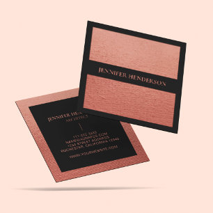 Chic Elegant Gold Pink Texture Berufliches Script Quadratische Visitenkarte