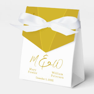 Chic Elegant Gold und White Bride und Groom Namen Geschenkschachtel
