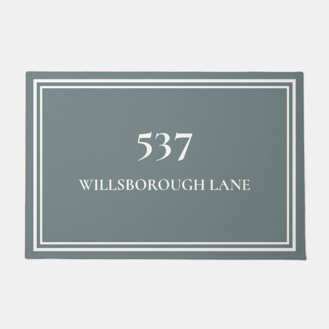 Chic Elegant Gray House Number Street Name Fußmatte (Vorderseite)