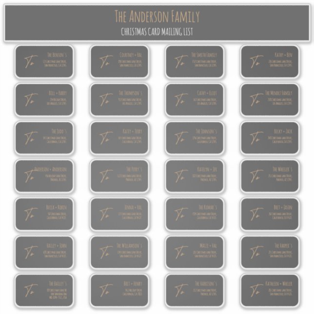 Chic Elegant Grey Christmas Card Mailing Label Set (Vorderseite)