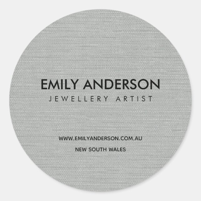 CHIC ELEGANT IMITATE SILVER FABRIC TEXTURE BUSINES RUNDER AUFKLEBER (Vorderseite)