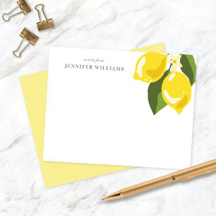 Chic Elegant Lemon Gelbe Personalisierte Notizkart RSVP Karte