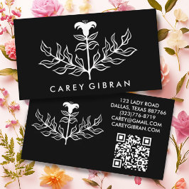 Chic Elegant Lily Line Zeichnend CUSTOM QR Code Visitenkarte