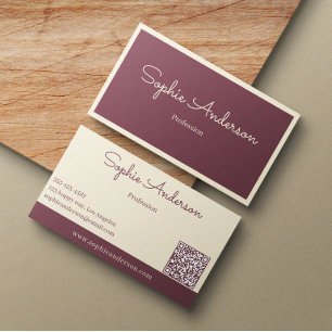 Chic Elegant Mauve & Creme mit QR-Code Visitenkarte