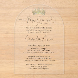 Chic Elegant Mis Quince Script & Quinceañera Crown Acryleinladungen