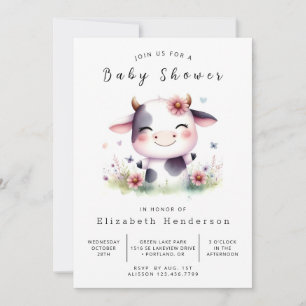 Chic Elegant Moderne Kuh Baby Dusche Einladung