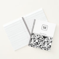 Chic Elegant Monogram Schwarz-weiße Blume Muster