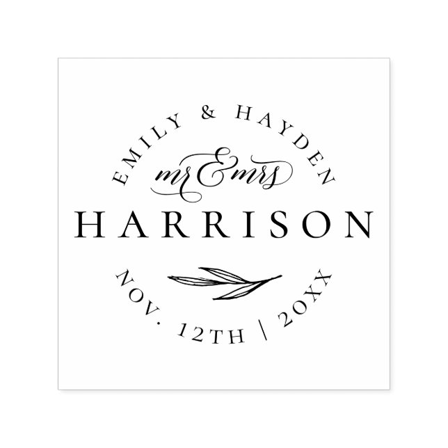 Chic Elegant Mr. & Mrs. Verheiratet Couple Wedding Permastempel (Design)