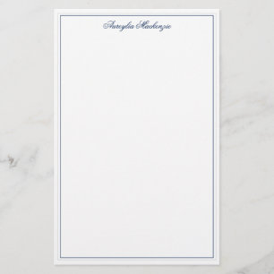 Chic Elegant Navy Blue Personalisiert Briefpapier