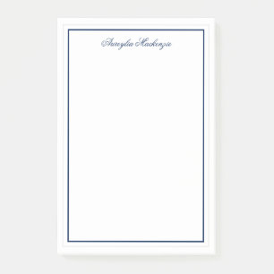 Chic Elegant Navy Blue Personalisiert Post-it Klebezettel