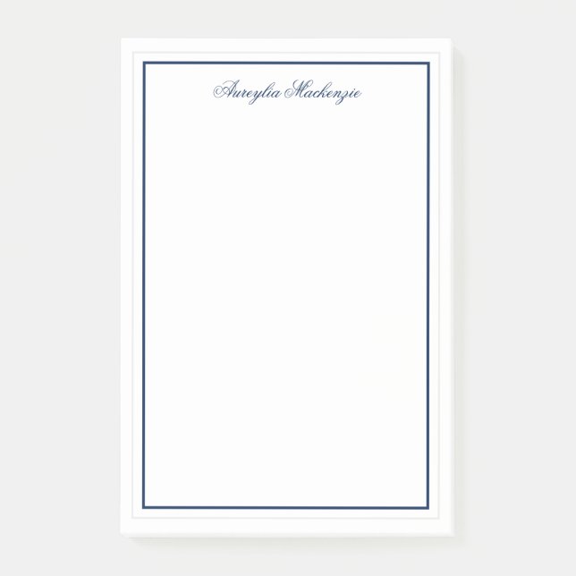 Chic Elegant Navy Blue Personalisiert Post-it Klebezettel (Vorderseite)