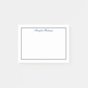Chic Elegant Navy Blue und White Personalisiert Post-it Klebezettel