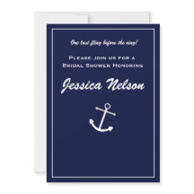 Chic Elegant Navy Blue White Nautical Einladung