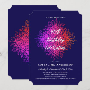 Chic Elegant Navy Pink Lila Mandala Geburtstag Einladung