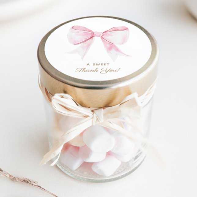 Chic Elegant Pink Coquette Bow Vielen Dank Runder Aufkleber (Von Creator hochgeladen)