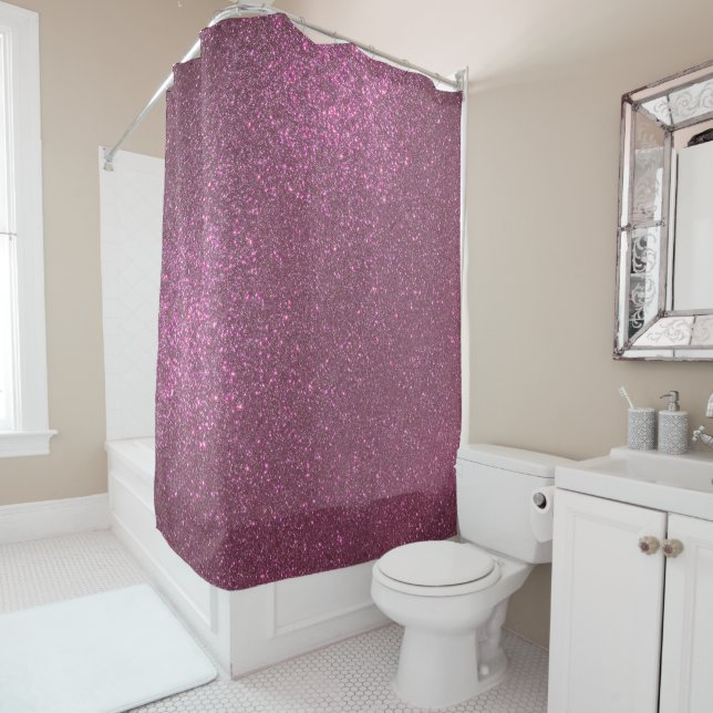 Chic Elegant Plum Lila Funkelnd Glitzer Duschvorhang (Beispiel)