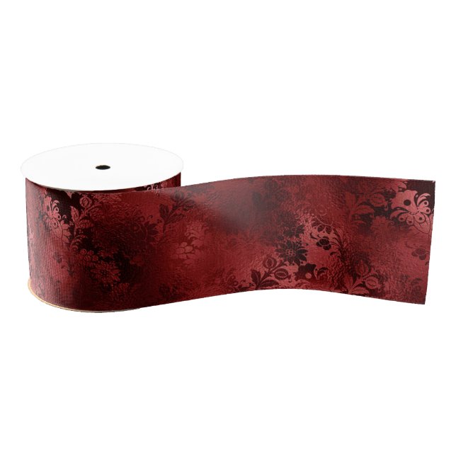 Chic Elegant Red Floral Wedding Ripsband (Spule)