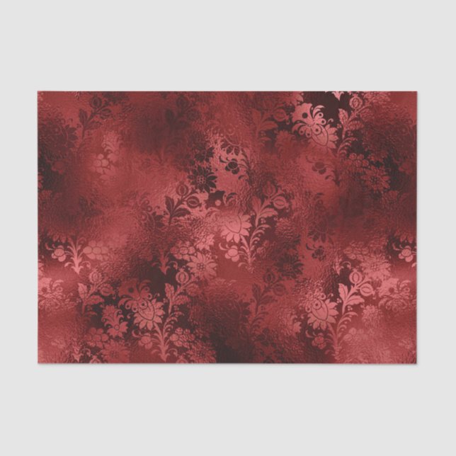 Chic Elegant Red Floral Wedding Seidenpapier (Vorderseite)