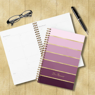 Chic Elegant Rosa Rose Mauve Eggplant Gold Planer