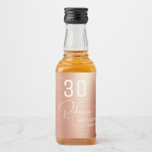 Chic Elegant Rose Gold 30 Geburtstagsparty Mini Alkoholflaschenetikett