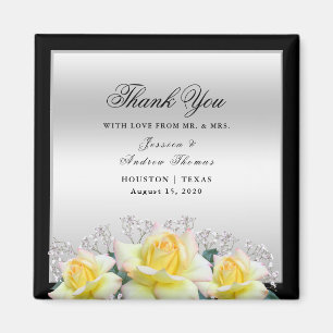 Chic Elegant Rose Silver Wedding Vielen Dank Magnet