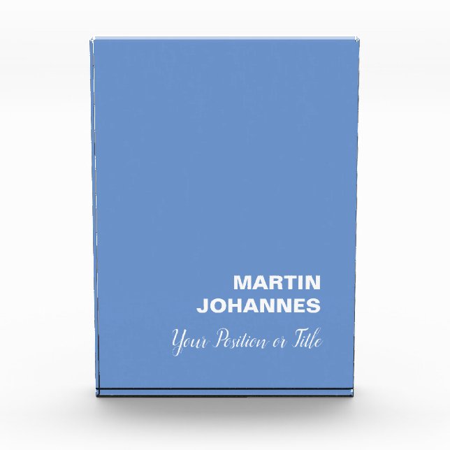 Chic Elegant Schlicht Stilvoll Blau Minimalistisch Fotoblock (Vorderseite)