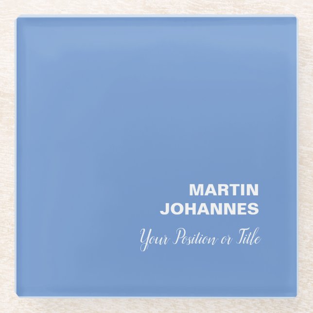 Chic Elegant Schlicht Stilvoll Blau Minimalistisch Glasuntersetzer (Vorderseite)