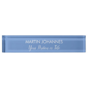Chic Elegant Schlicht Stilvoll Blau Minimalistisch Namensplakette