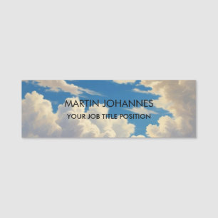 Chic Elegant Schlicht Stylish Blue Sky & Clouds Namensschild