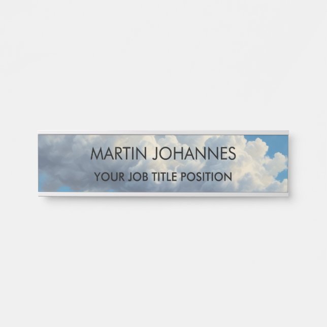 Chic Elegant Schlicht Stylish Blue Sky & Clouds Türschild (Vorderseite )