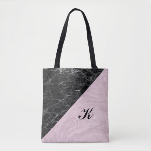 Chic Elegant Schwarz Rosa Marmor Mit Monogramm