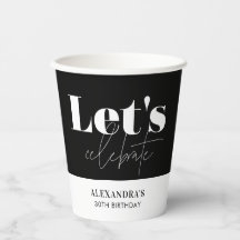 Chic Elegant Schwarz-weiß Lass's Celebrate Geburts