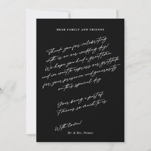 Chic Elegant Script Black 3 Foto Wedding Dankeskarte