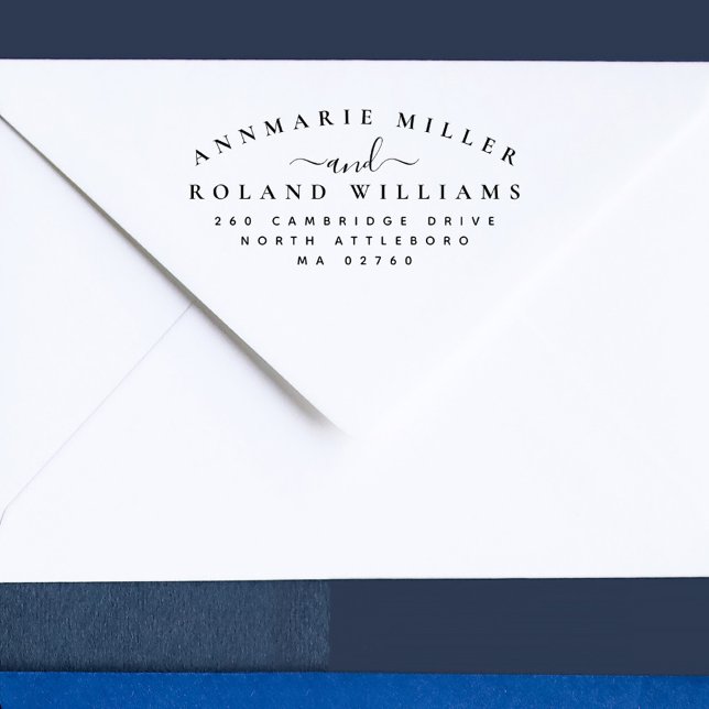 Chic Elegant Script Two Last Names Rücksendeadress Gummistempel (Von Creator hochgeladen)