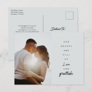 Chic Elegant Script Wedding Custom Foto Vielen Dan Postkarte